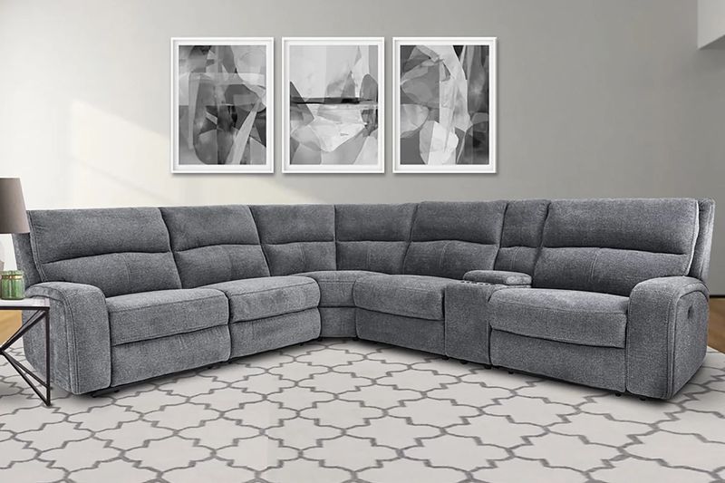 POLARIS 6PC RECLINING SECTIONAL - BISMARK GREY
