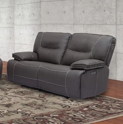 SPARTACUS RECLINING LOVESEAT W/ USB &amp; POWER HEADREST - HAZE