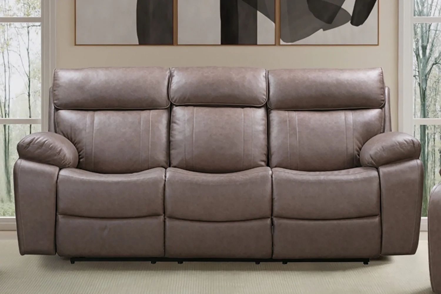 THEON RECLINING SOFA W/ DROPDOWN TABLE - STOKES TOFFEE