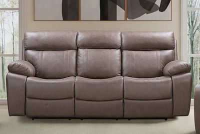 THEON RECLINING SOFA W/ DROPDOWN TABLE - STOKES TOFFEE