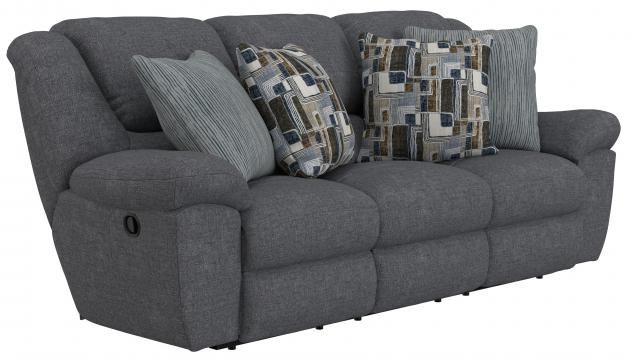 TRIFECTA Sofa w/3 Recliners and Drop Down Table - SMOKE