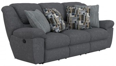 TRIFECTA Sofa w/3 Recliners and Drop Down Table - SMOKE