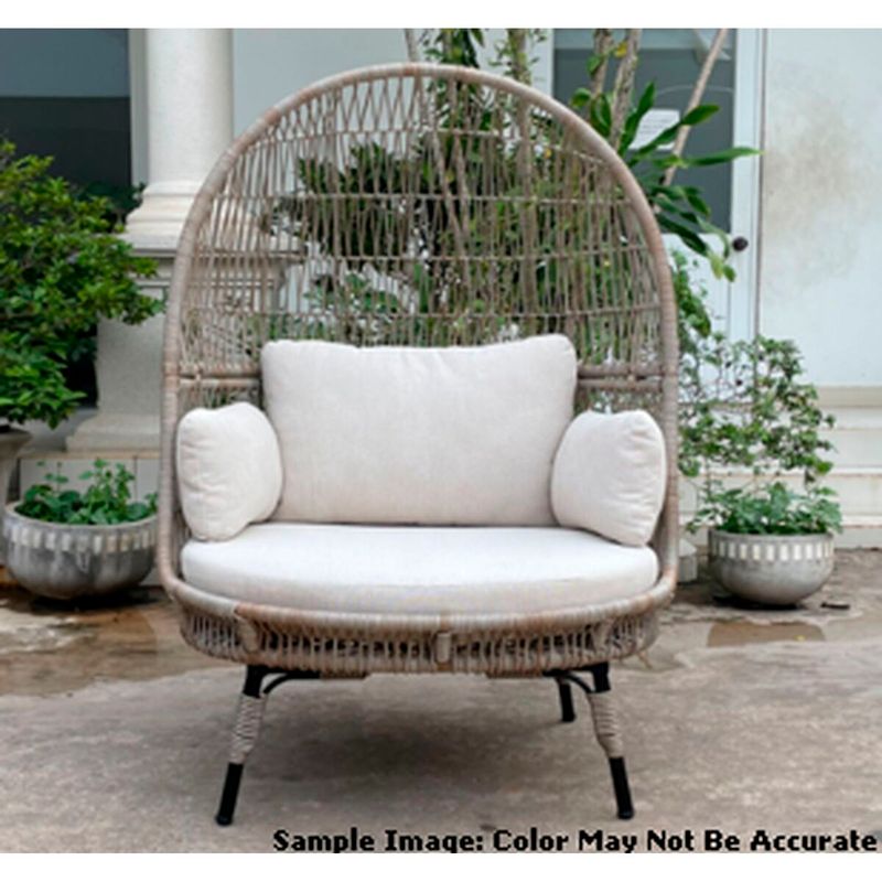 OLLIE EGG CHAIR - TAN AND OLEFIN WHITE CREAM