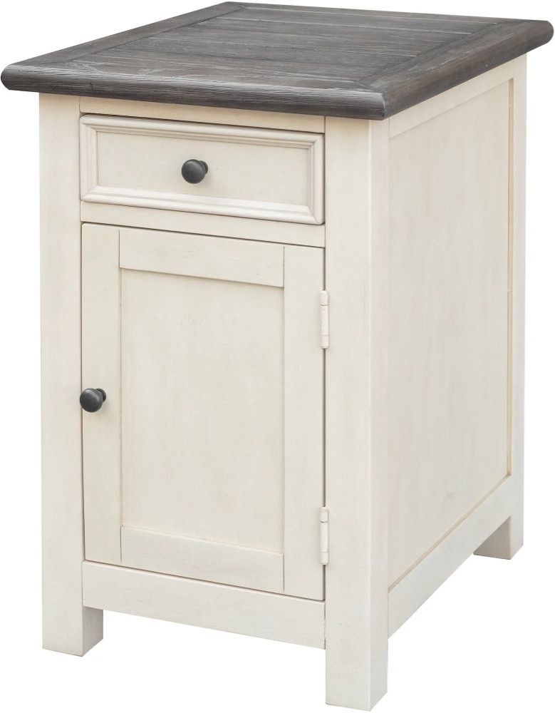 LIBERTY ONE DRAWER ONE DOOR CHAIRSIDE CABINET - VANILLA/BROWN