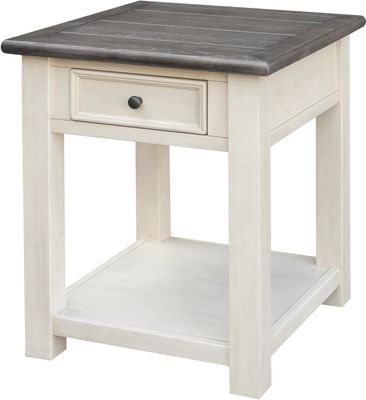LIBERTY ONE DRAWER END TABLE - VANILLA/BROWN