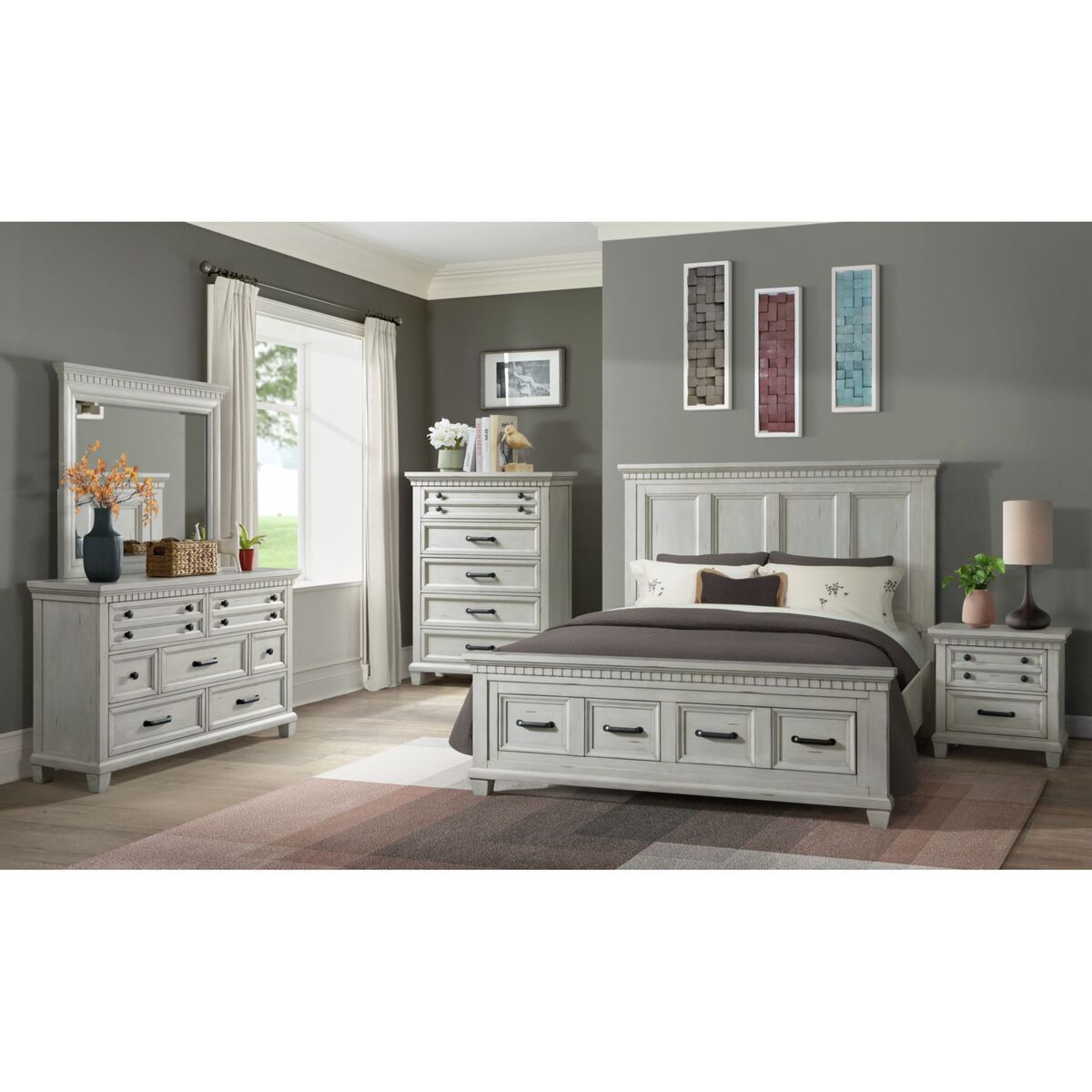 MCCOY QUEEN 5PC SET - ANTIQUE WHITE