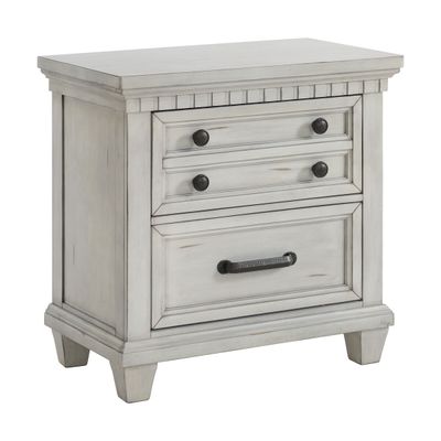 MCCOY 2-DRAWER NIGHTSTAND WITH USB IN ANTIQUE WHITE
