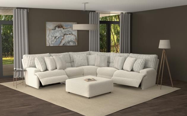 CARMEN 6PC MODULAR RECLINING DEEP-SEAT SECTIONAL - PORCELAIN