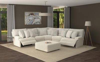 CARMEN 6PC MODULAR RECLINING DEEP-SEAT SECTIONAL - PORCELAIN