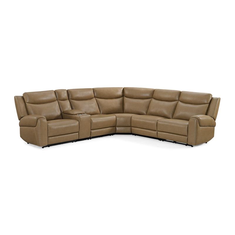 MOMENTUM 6PC MODULAR ZERO-GRAV RECLINING SECTIONAL W/ HEAT &amp; MASSAGE &amp; SPEAKER - CASHEW