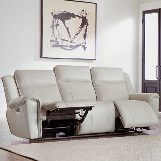 ATLANTIS LEATHER ZERO GRAV RECLINING SOFA W/ POWER HEADREST - WHISPER IVORY
