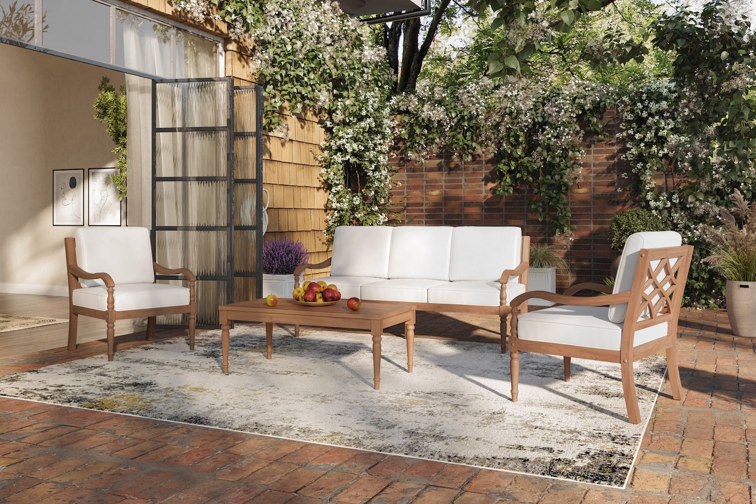 SAVANNAH PATIO SOFA-WHITE LINEN
