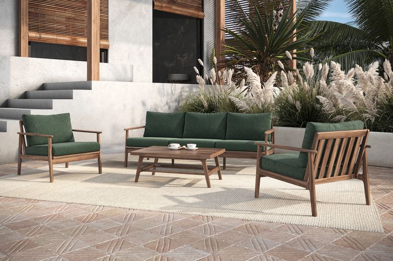 ASHTON OUTDOOR PATIO - 4PC SET (SOFA,2CHAIRS,COFFEE TABLE) - MOSS