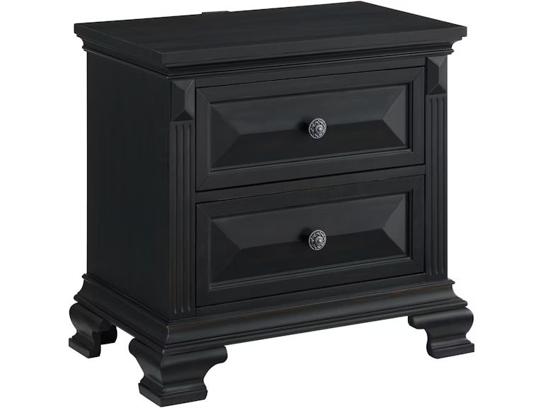 BRIDGESTONE 2-DRAWER NIGHTSTAND WITH USB IN BLACK