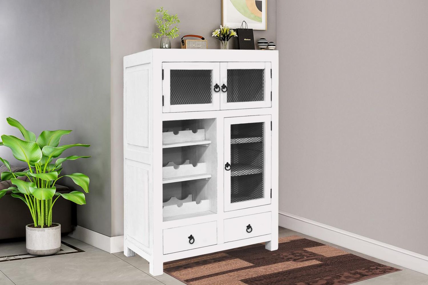 Havana Storage Rack Cabinet - WHITE