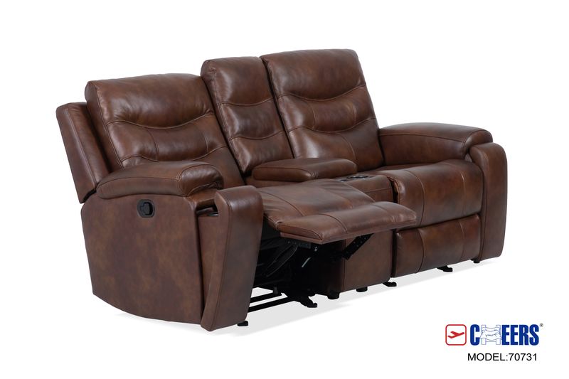 LEATHER POWER LOVESEAT W/ POWER HEADREST - BRAZIL COGNAC (DISC)