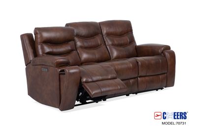 LEATHER POWER SOFA W/ POWER HEADREST - Brazil Cognac