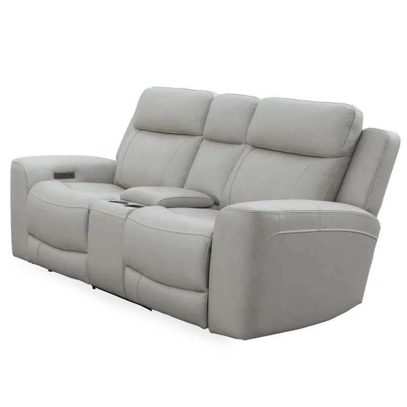 CALGARY LEATHER POWER RECLINER W/ POWER HEADREST - STONE