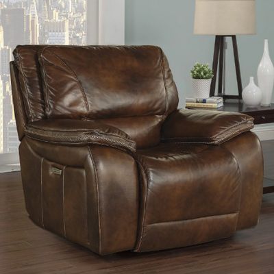 VAIL LEATHER POWER RECLINER- BURNT SIENNA
