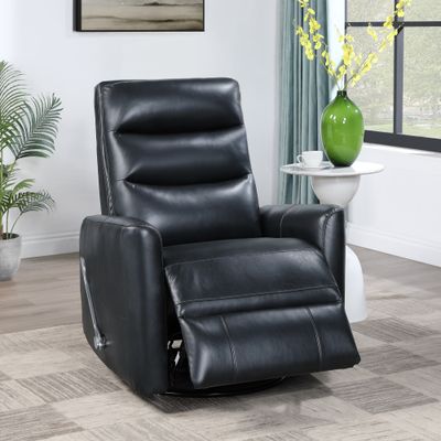 TAKAMI SWIVEL RECLINER - BLACK VEGAN LEATHER