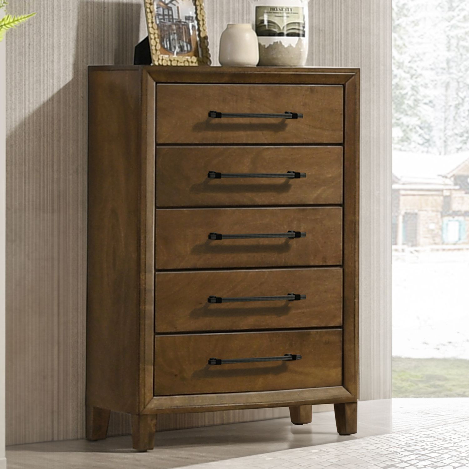 BALLARD 5 DRAWER CHEST-WALNUT