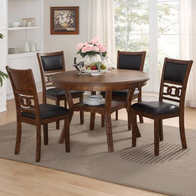 GIA- ROUND DINING TABLE AND 4 CHAIRS - BROWN