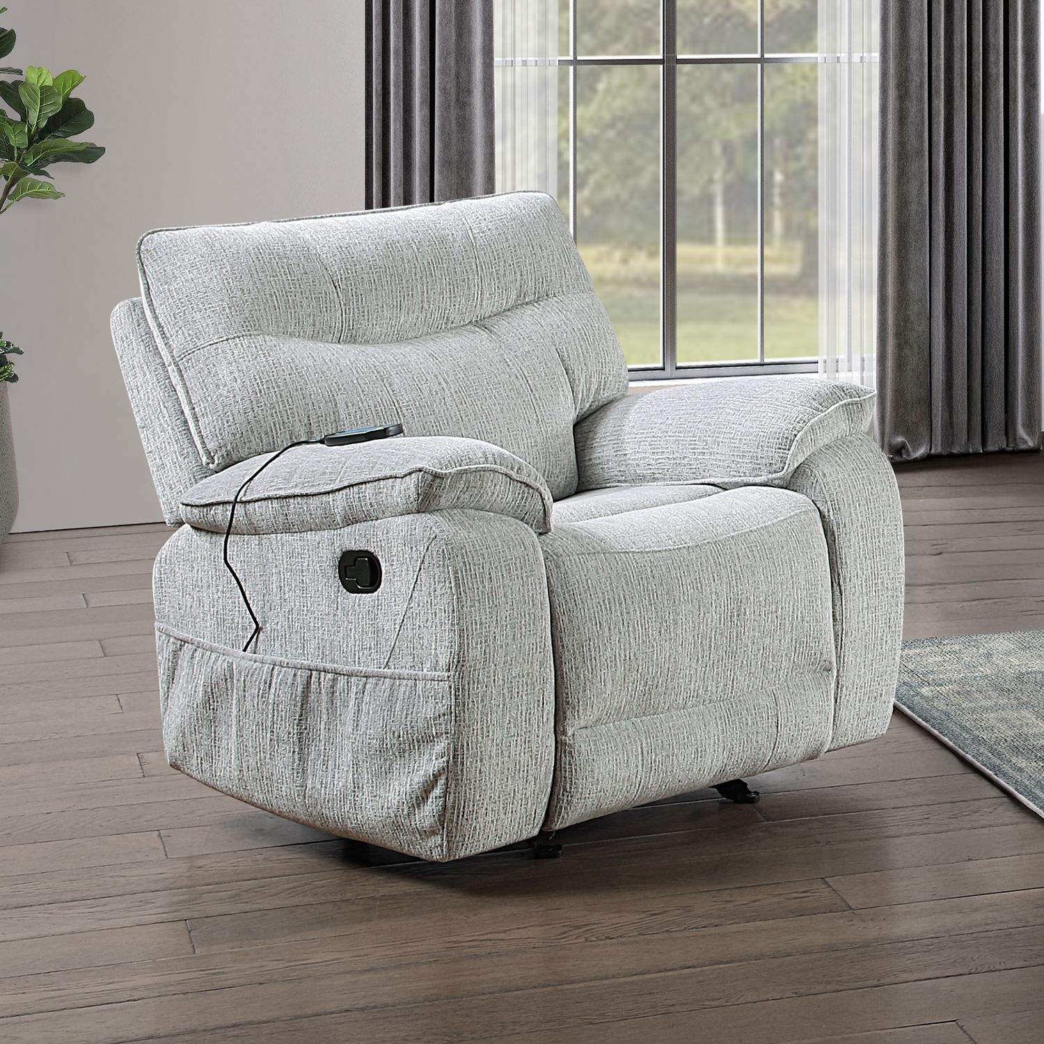 CHABLIS GLIDER RECLINER W/HEAT &amp; MASSAGE-MIST GRAY