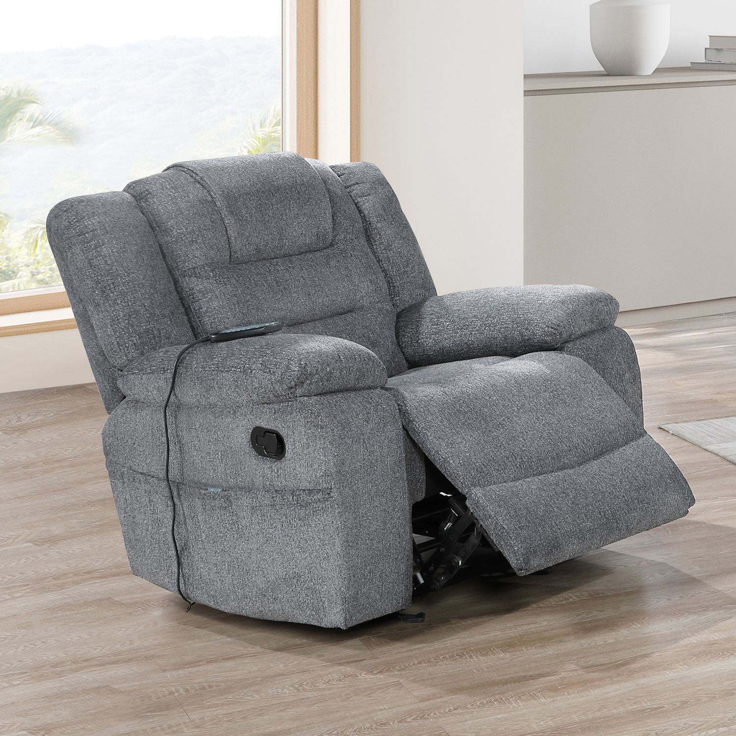REDONDO GLIDER RECLINER W/HEAT AND MASSAGE-GRAY