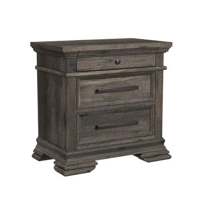 Park Ridge 3-Drawer Nightstand - Charcoal Park Ridge 3-Drawer Nightstand - Charcoal