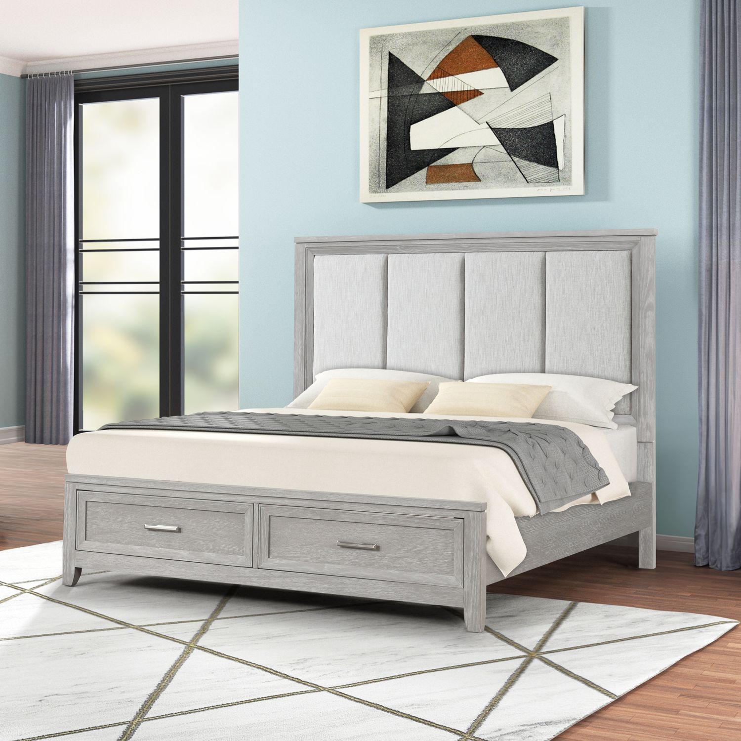 FIONA 6/6 KING BED - MIST GRAY