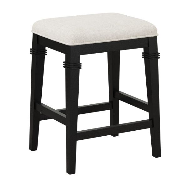 Arabella Wood Backless Counter Height Stool, Black Wire Brush