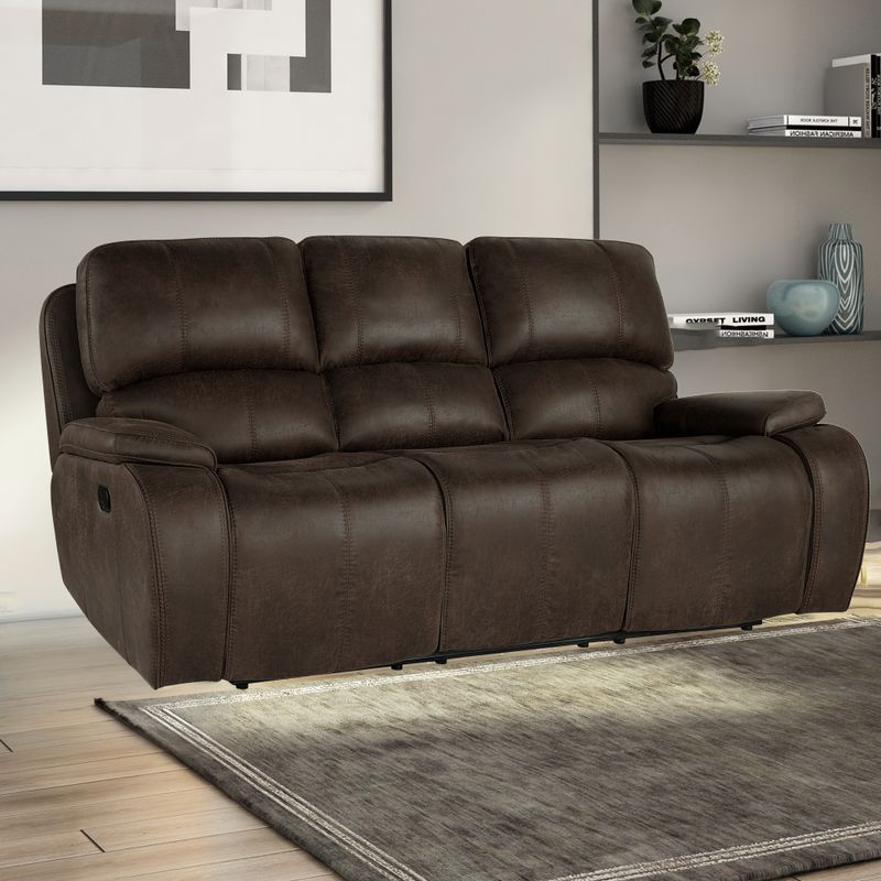 BROOKINGS SOFA W/DUAL RECLINER-BROWN