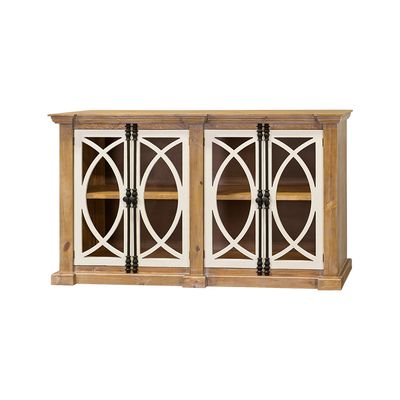 PESCARA 4 DOOR CONSOLE - LIGHT BARNWOOD WHITE DOORS