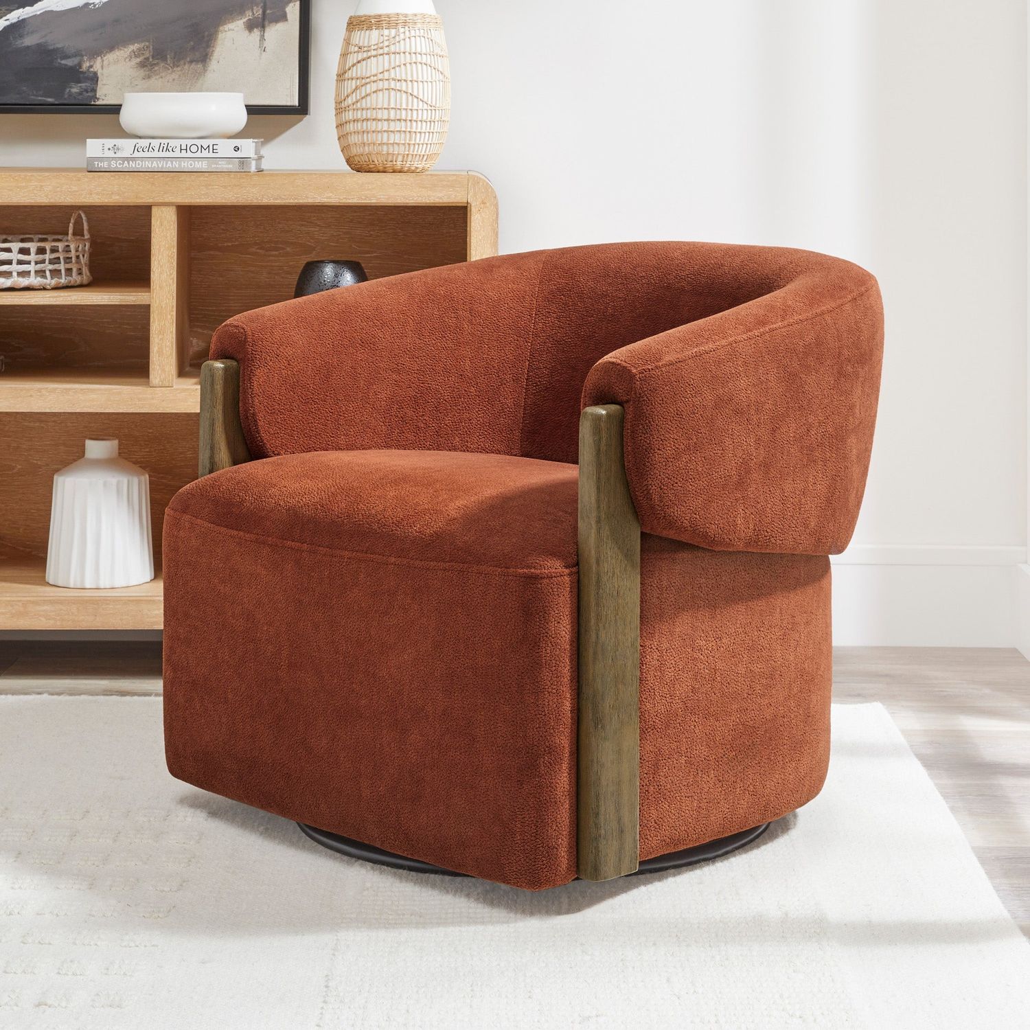 FINLEY SWIVEL ACCENT CHAIR - ISLAND RUST