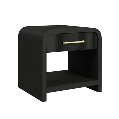 Ridgemont End Table with USB - Black with Grain