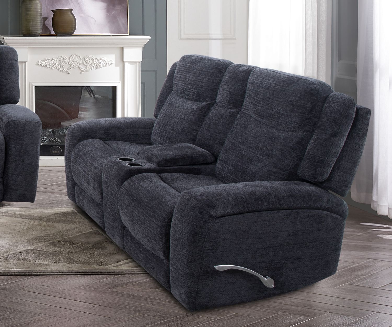 DUAL GLIDER CONSOLE POWER RECLINING LOVESEAT - LUCIE CHARCOAL