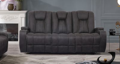 POWER RECLINING SOFA W/ DROPDOWN TABLE - COWBOY GRANITE