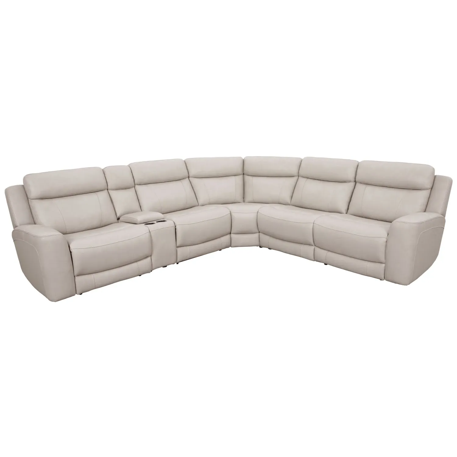 CALGARY LEATHER POWER RECLINING  6PC SECTIONAL W/ POWER HEADREST - STONE