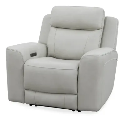 CALGARY LEATHER POWER RECLINER W/ POWER HEADREST - STONE