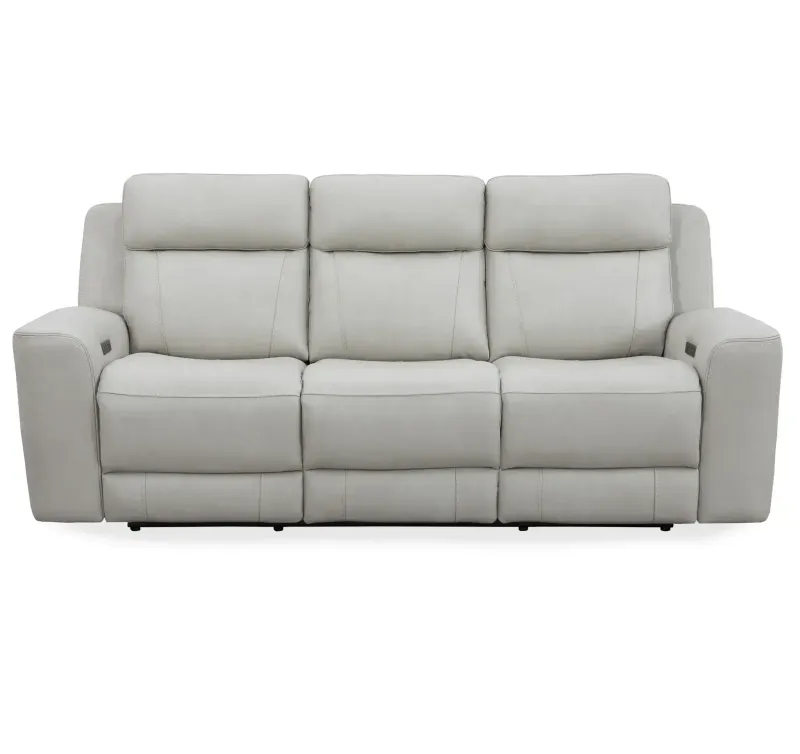CALGARY LEATHER POWER RECLINING SOFA W/ POWER HEADREST - STONE