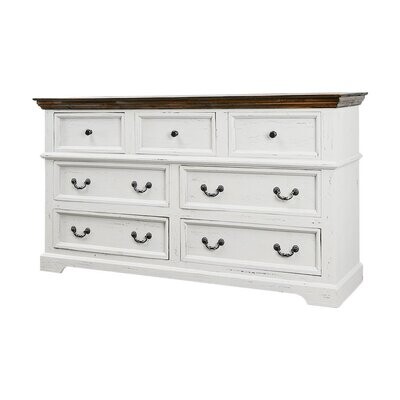 MADISON AVENUE DRESSER - AGED WHITE W/ TOBACCO TOP