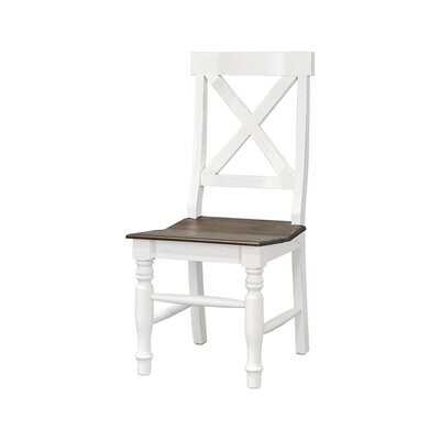 SAVANNAH X BACK CHAIR - AGED WHITE W TOBACCO TOP