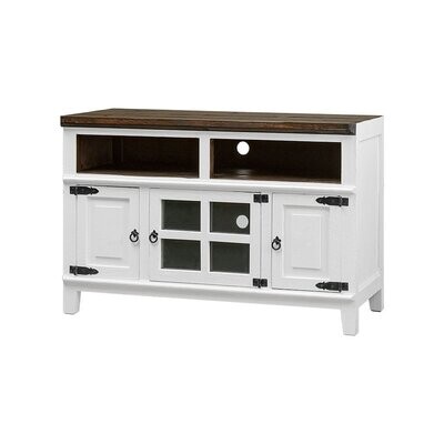 50" HACIENDA TV STAND - AGED WHITE TOBACCO TOP
