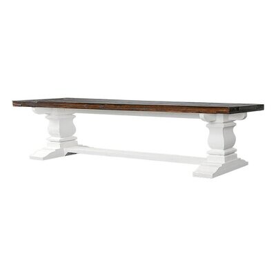CAMERON PEDESTAL BENCH - AGED WHITE W/ TOBACCO TOP