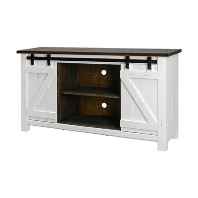 NARROW 60” BARN DOOR CONSOLE - AGED WHITE TOBACCO TOP