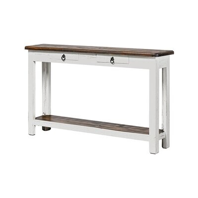CHASTAIN 52" SOFA TABLE 2 DRAWER - AGED WHITE TOBACCO TOP