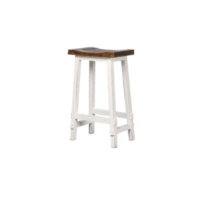 LOUISIANA 29" SADDLE BAR STOOL - AGED WHITE TOBACCO TOP