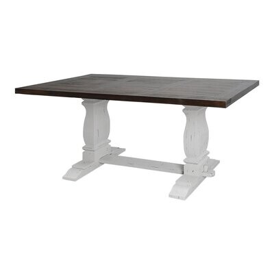 CAMERON 6' TRESTLE TABLE  - AGED WHITE W/ TOBACCO TOP