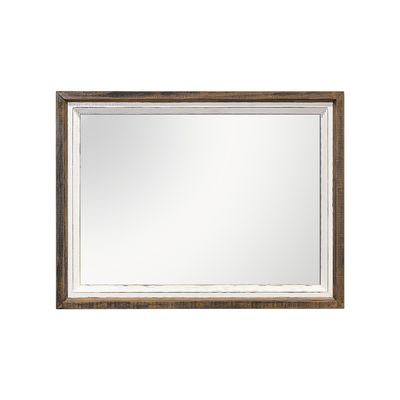 AMELIA MIRROR - RUBBED AGED WHITE, WARM COFFEE TOP