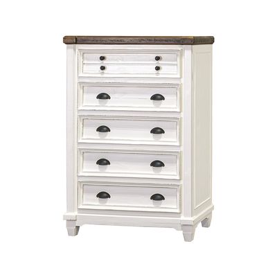 AMELIA CHEST - RUBBED AGED WHITE, WARM COFFEE TOP